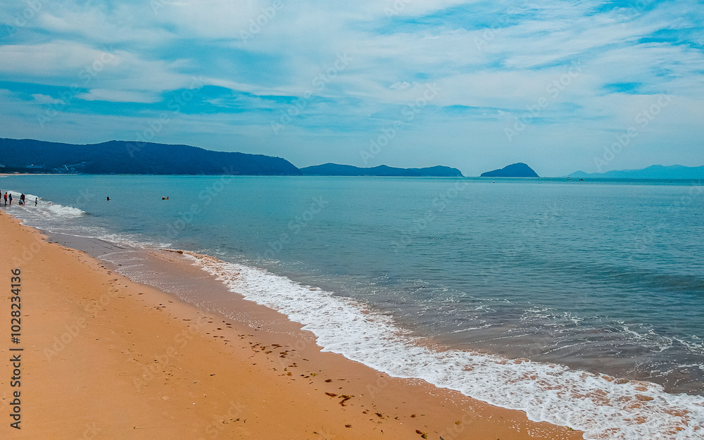 Aerial view of Wando beach in Wando, South Korea. Aerial view of Wando beach in Wando, South Korea.