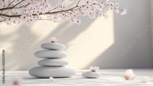 Zen Stones and Cherry Blossoms