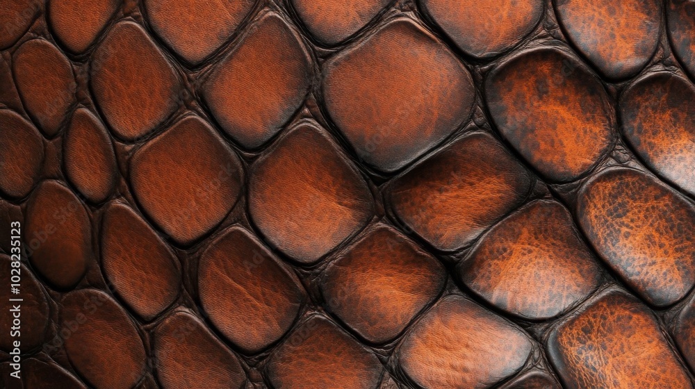 Close-up Texture of Brown Leather with Reptile Skin Pattern Close-up Texture of Brown Leather with Reptile Skin Pattern