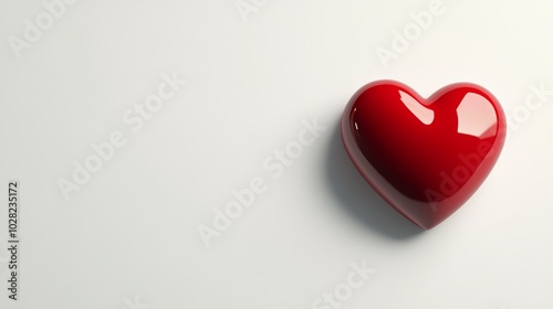 Vibrant red heart symbol on white , image of love, passion, and affection