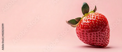 Ripe Strawberry on Soft Pink Background – Perfect for Banner Design