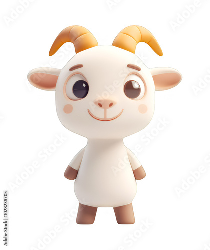 Cute Cartoon Goat Illustration - Transparent Background Design Element for Kids' Projects