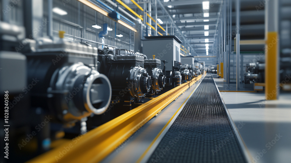 Fototapeta premium A production line dedicated to manufacturing fuel-efficient engines for various vehicle types.