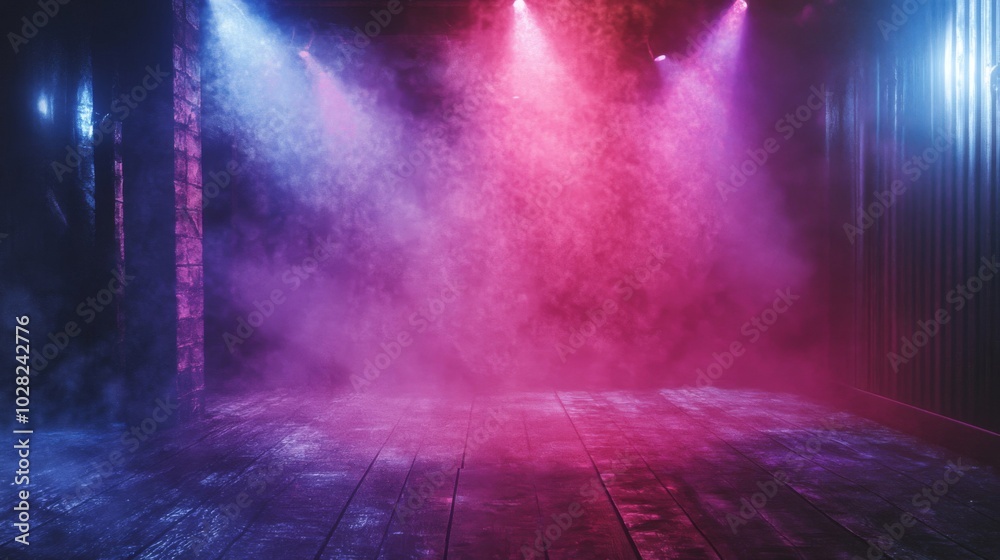 Obraz premium Smoky Stage with Pink and Blue Lighting