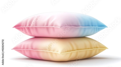 Soft and Colorful Pillows Stacked on White Background Home Decor Interior Design Comfo photo