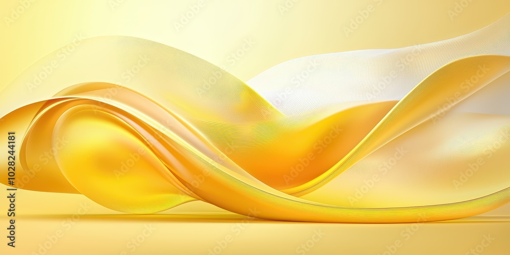 Obraz premium An abstract yellow background with layered, transparent shapes creating depth.