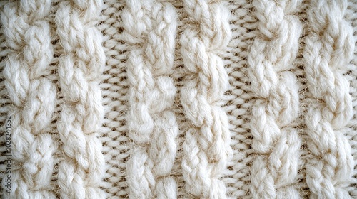 White beige knitted wool texture background pattern with high resolution Top view Copy space : Generative AI