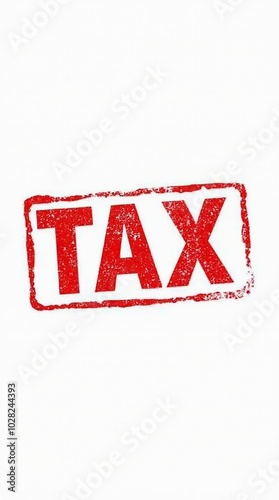 Red tax stamp on a white background for financial concepts