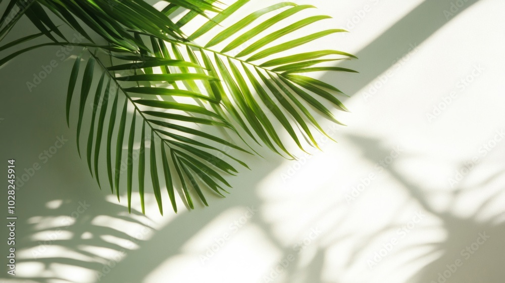 Palm Leaf Casting Shadows on a White Wall Palm Leaf Casting Shadows on a White Wall
