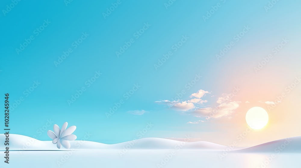 Clear, light blue sky background with subtle gradients, creating a tranquil and expansive feel. Clear, light blue sky background with subtle gradients, creating a tranquil and expansive feel.