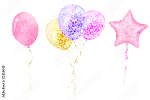 Star Shaped Balloons. Bunch of glitter and confetti balloons for party