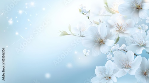 Delicate light blue floral background with soft, pastel blooms, offering a fresh and calming aesthetic.