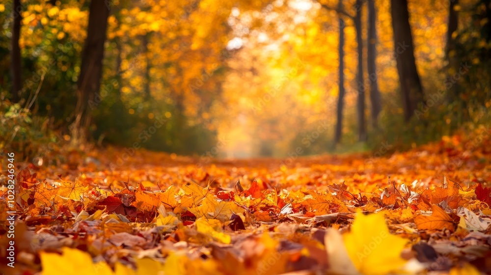 2408 92.A serene autumn scene with vibrant orange and yellow foliage framing the top and sides, leaving the center open for text. The ground is covered in a soft blanket of fallen leaves, while the 2408 92.A serene autumn scene with vibrant orange and yellow foliage framing the top and sides, leaving the center open for text. The ground is covered in a soft blanket of fallen leaves, while the