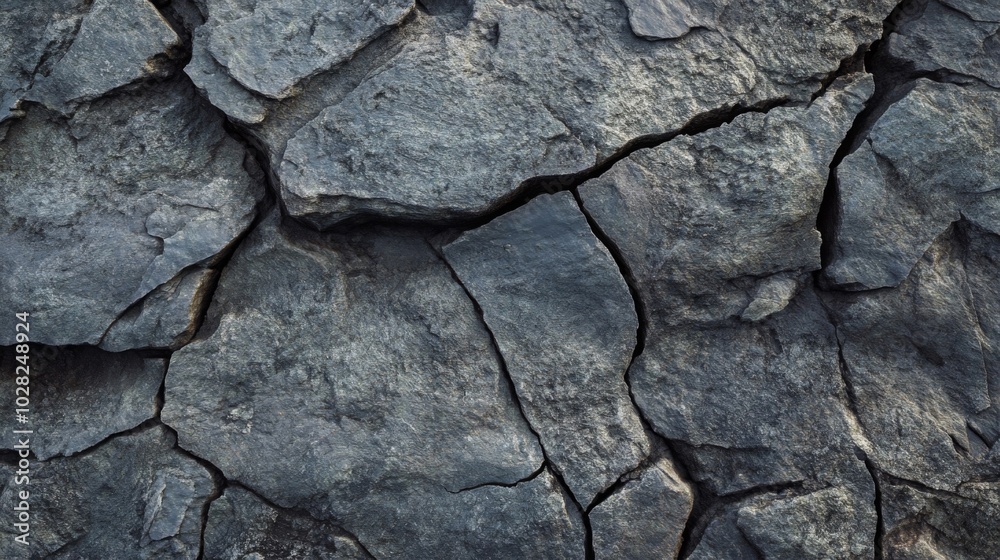Fototapeta premium Close-up of Cracked Gray Rock Surface