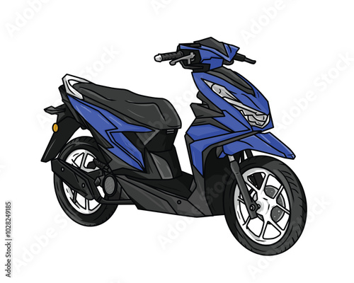 blue scooter on a white background	
