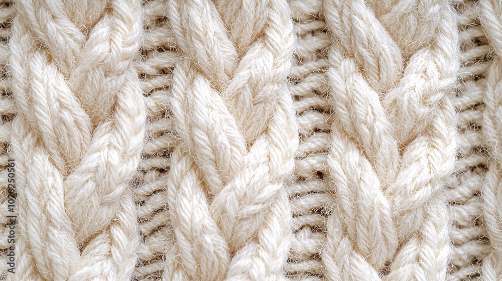 Fototapeta premium White beige knitted wool texture background pattern with high resolution Top view Copy space : Generative AI