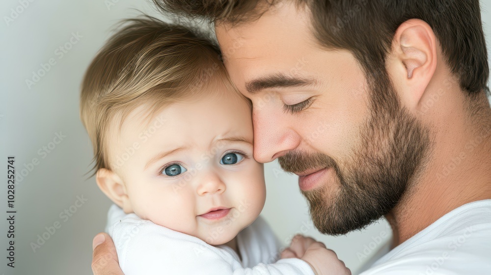 A father lovingly comforts his crying newborn at home, showcasing a deep bond and emotional connection during the day. A father lovingly comforts his crying newborn at home, showcasing a deep bond and emotional connection during the day.