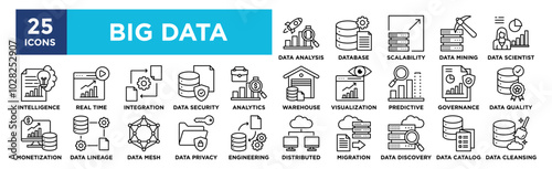Big Data icon collection set. Containing design digital, technology, data, network, science