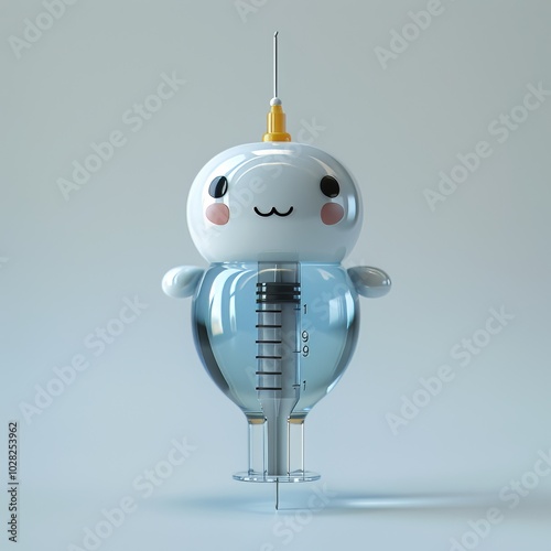 Wallpaper Mural Cute Cartoon Syringe Character in 3D Rendered Style Torontodigital.ca