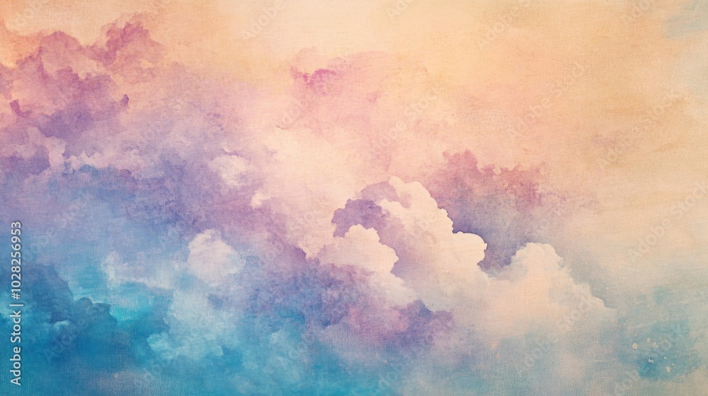 Fototapeta premium Watercolor Painting of Soft, Pastel Clouds