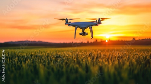 Drone data analysis in agriculture showing aerial images of crop fields with real-time information on plant health, soil conditions and growth patterns