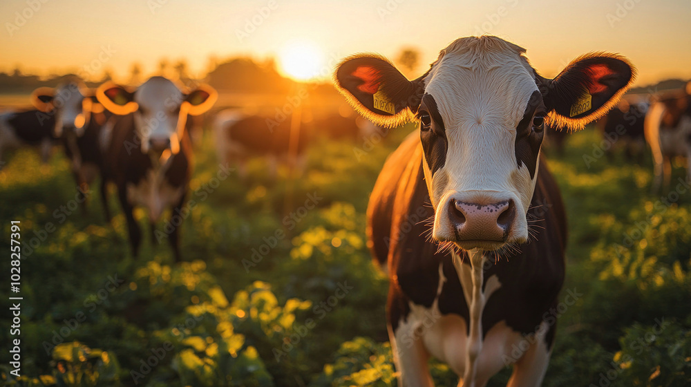 Rural farming at sunrise, with fields of crops and herds of cattle beginning their day in a peaceful countryside setting. Rural farming at sunrise, with fields of crops and herds of cattle beginning their day in a peaceful countryside setting.