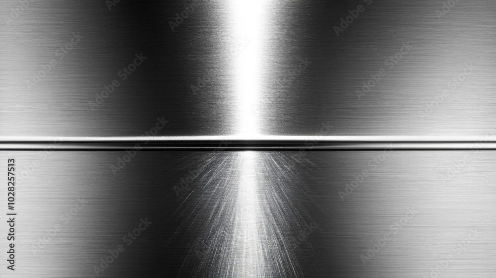 Brushed Metal Surface with a Bright Vertical Line and a Horizontal Seam