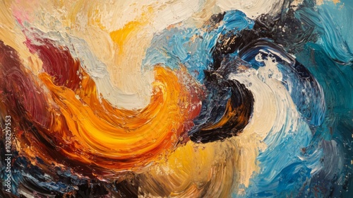 Wallpaper Mural Abstract Oil Painting with Swirling Colors and Thick Brushstrokes Torontodigital.ca