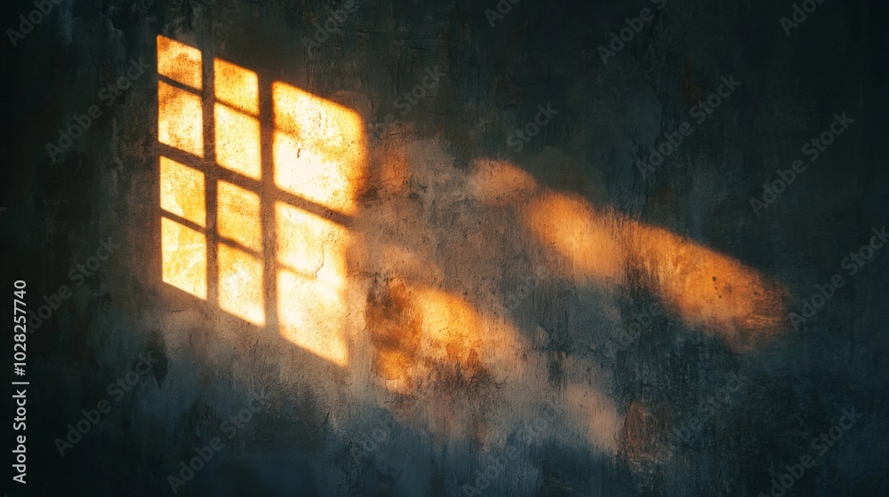 Fototapeta premium A window shadow cast onto a textured wall