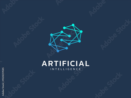 Artificial intelligence with twisted infinity network lines symbol technology Analysis logo vector design concept. AI technology logotype symbol for advance technology, tech company, ui, network, web.