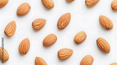 Almond nuts isolated on white background. 