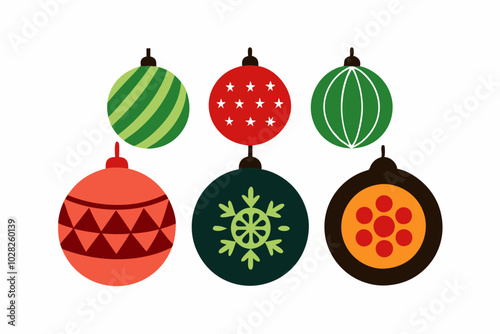 set of christmas ornaments.