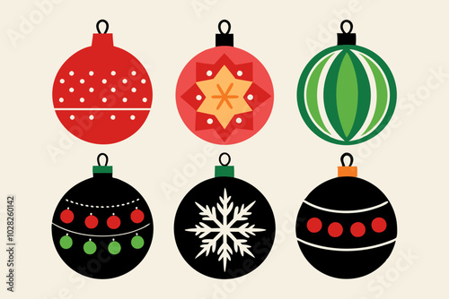 set of christmas balls, christmas ball illustration set.