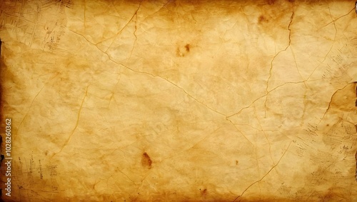 aged yellow parchment with uneven surface and historical details, old paper texture