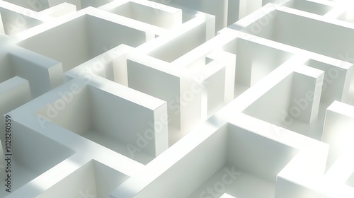 A white maze with a complex pattern of twists and turns.