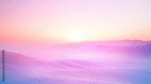 A Softly Lit Mountain Landscape with Fog at Sunset