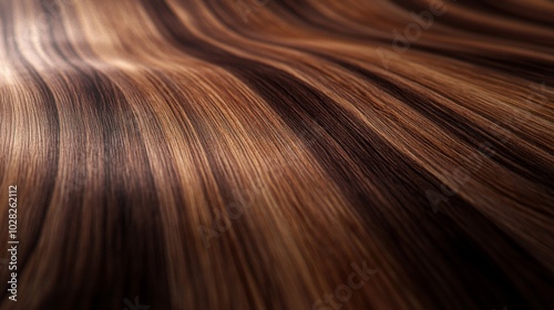 Wavy Brown Hair Strands, Close-Up Texture