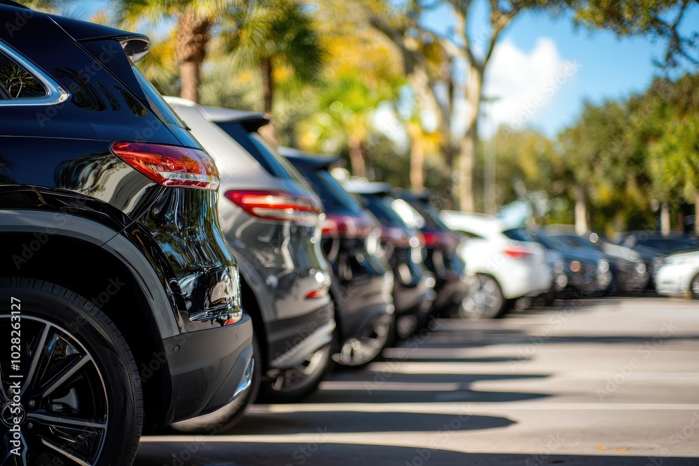 Outdoor Car Parking Lot Wide Angle View Outdoor Car Parking Lot Wide Angle View