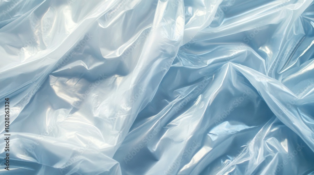 Obraz premium Wrinkled, translucent blue plastic wrap
