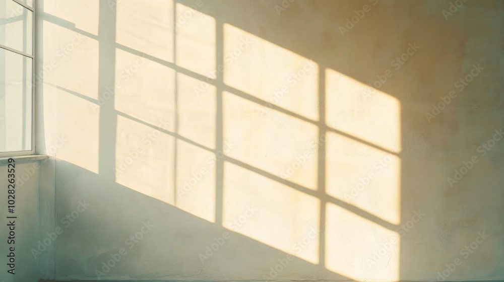 Window Light Casting a Grid Pattern on a White Wall Window Light Casting a Grid Pattern on a White Wall