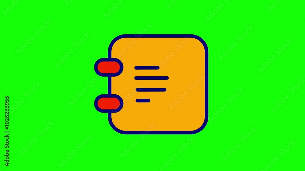Looping animation of note icon, symbolizing organization, productivity, and efficient task management.