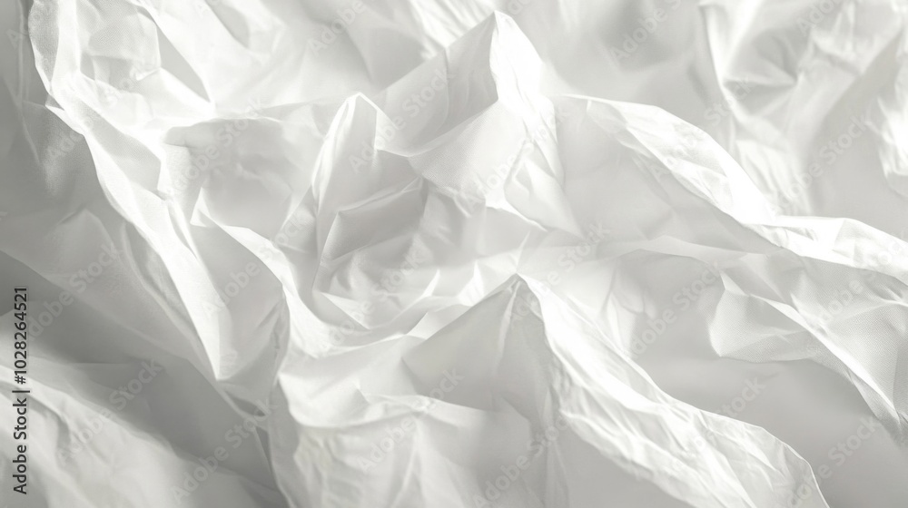 Fototapeta premium Abstract White Fabric Draped and Crinkled