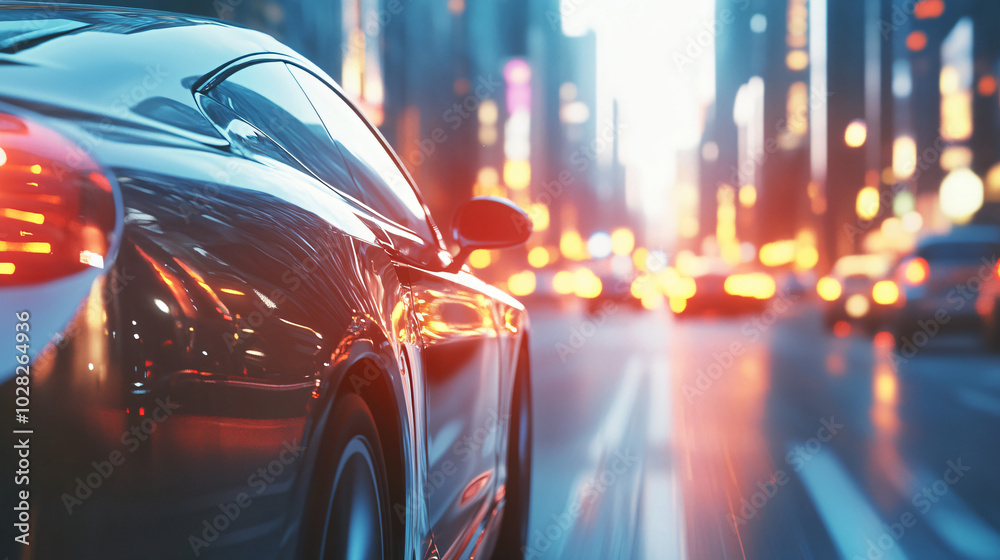 A futuristic self-driving car navigating through city traffic. A futuristic self-driving car navigating through city traffic.