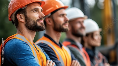 Construction Workers in Safety Gear at Job Site