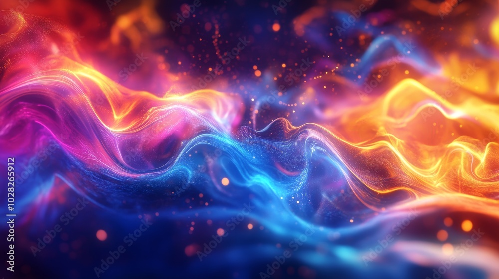 Vibrant Waves of Light in a Dynamic Abstract Universe
