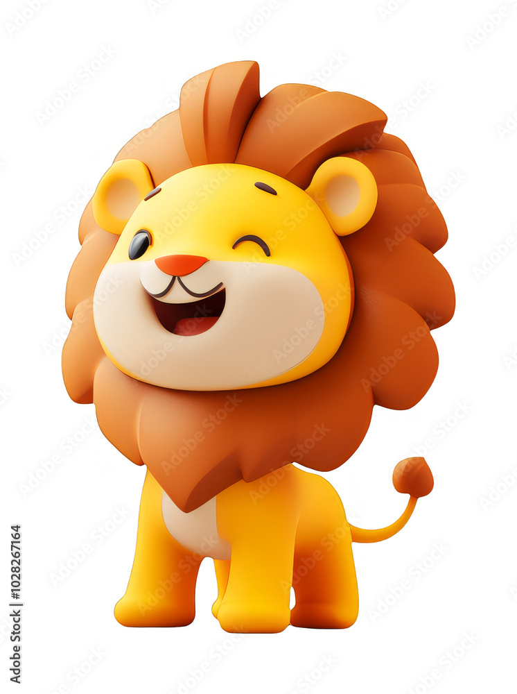 Obraz premium Cute Cartoon Lion Illustration on Transparent Background for Kids' Designs and Overlays