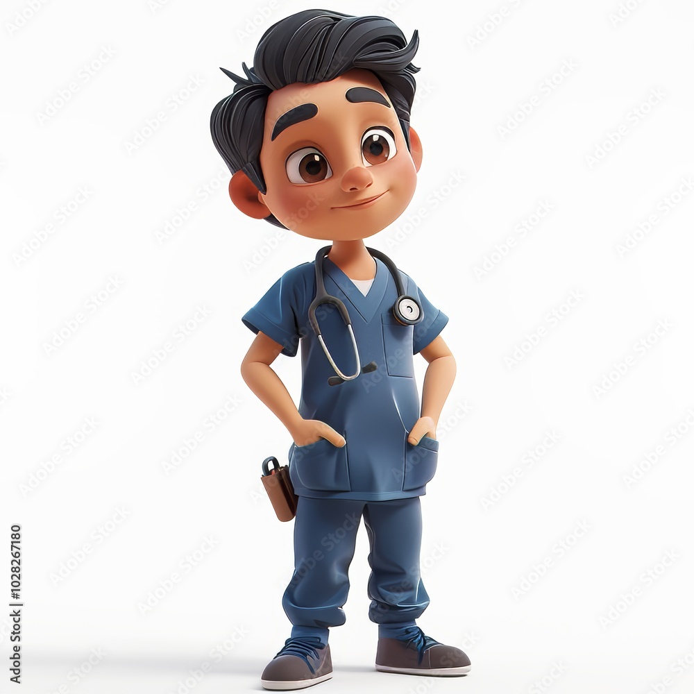 Cartoon Male Nurse Character in 3D Render Cartoon Male Nurse Character in 3D Render