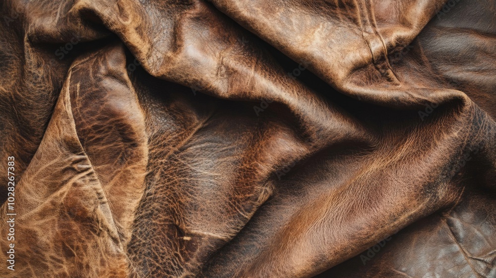 Obraz premium Wrinkled Brown Leather Texture