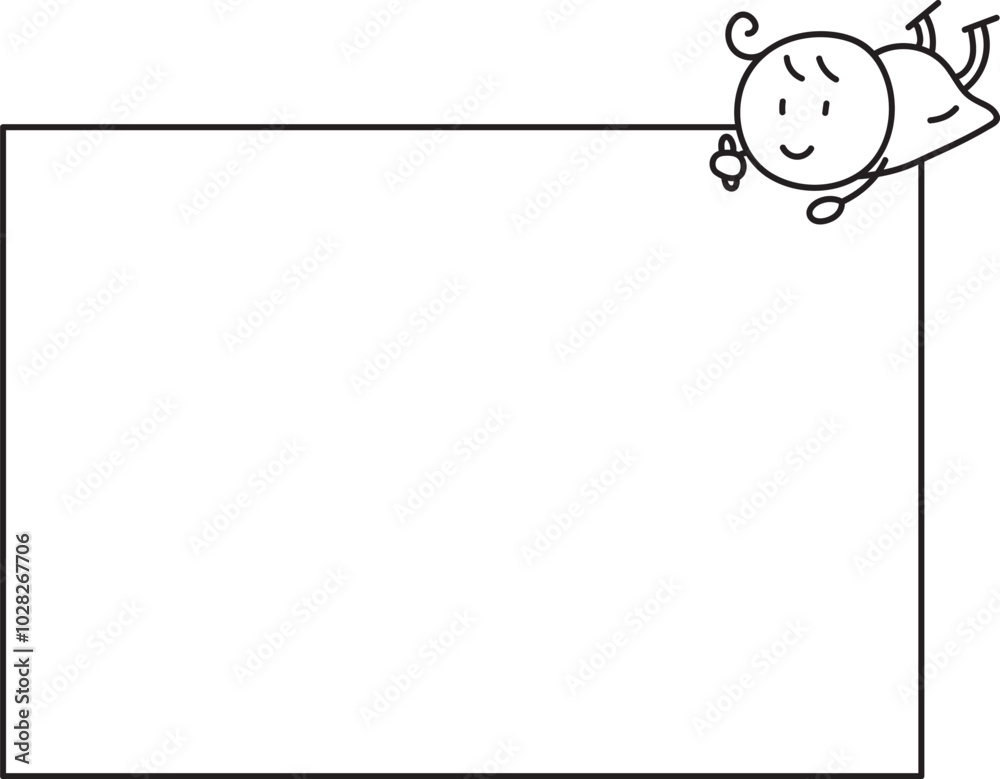 Fototapeta premium 寝そべって大きな用紙に絵や文字を書く女の子