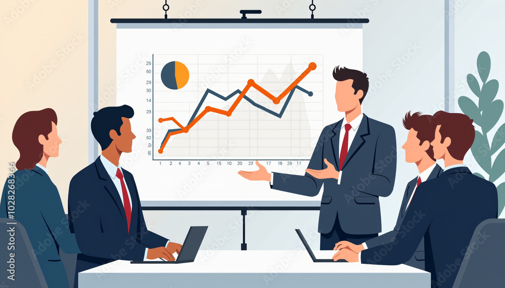 Business presentation showing rising sales Business presentation showing rising sales